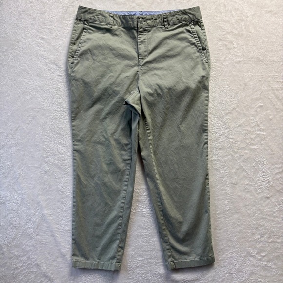 LL Bean Pants - LL Bean Pants Women‎ Sz 8 Reg Olive Green Cotton Casual Chino Classic Preppy
